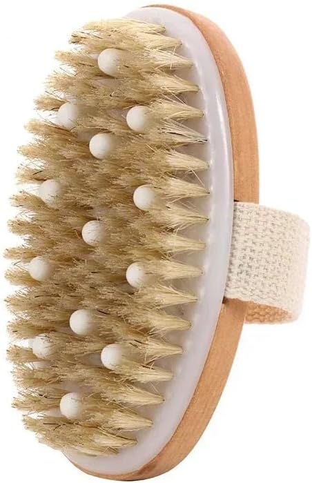Escova Seca Lipedema Massageadora Anticelulite Drenagem, Escova a Seco Cerdas Naturais Esfoliante Corporal (Oval - opção 2)