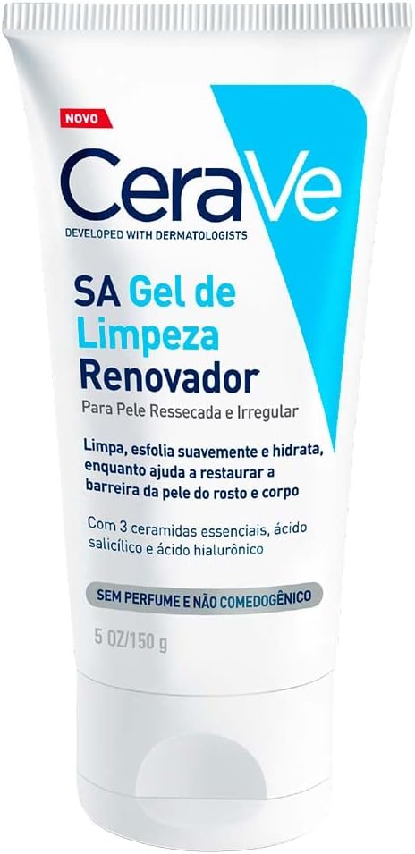 CeraVe, SA Gel de Limpeza Renovador, com Ácido Salicílico, Ácido Hialurônico e Efeito Esfoliante