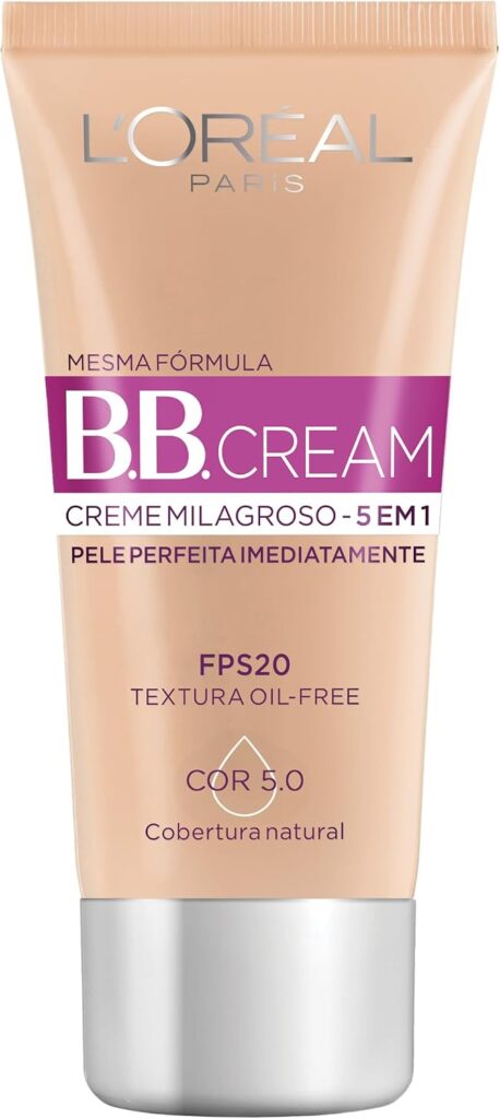 L'Oréal Paris Dermo Expertise BB Cream, Creme Milagroso 5 em 1 Cor Morena, Cobertura Natural, Hidrata e Uniformiza a Pele, Oil Free, FPS 20 e Acabamento...