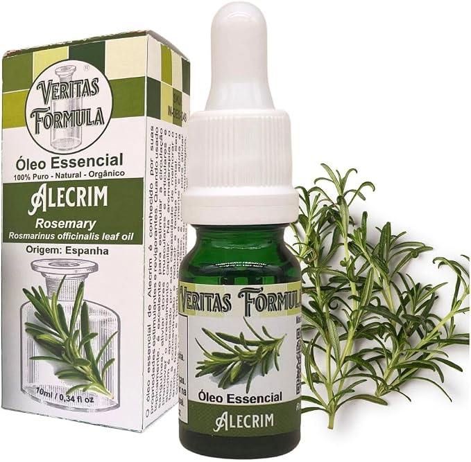 Óleo Essencial de Alecrim (Rosemary) 100% Puro, Orgânico | Estimula Foco, Crescimento Capilar e Bem-Estar | Aromaterapia, Massagem e Difusor | Origem Espanha | Veritas Formula
