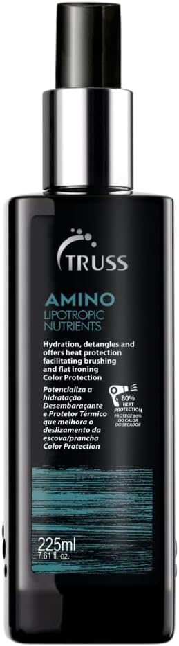 Spray Protetor de Calor TRUSS Professional Amino Miracle, 220 ml, Repara Cabelos Danificados, Controle de Frizz, Brilho